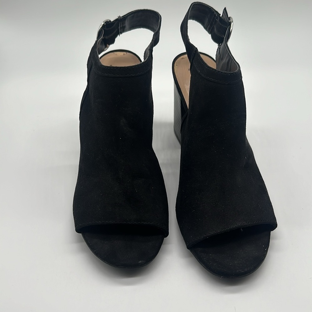 A New Day Rhea Open Toe Block Heels Black Faux Suede Size 11 - Picture 5 of 14